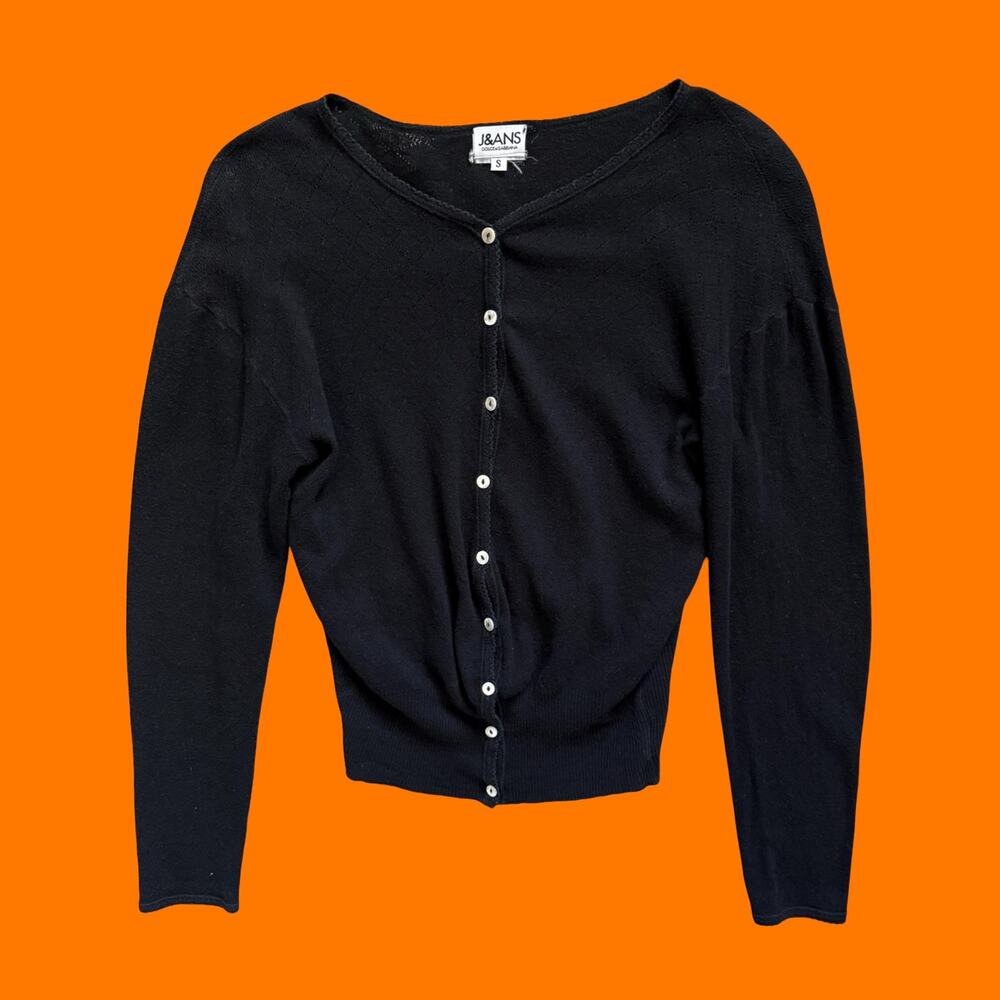 90's 00's vintage black pointelle knit archival y2k cardigan S dolce & gabbana